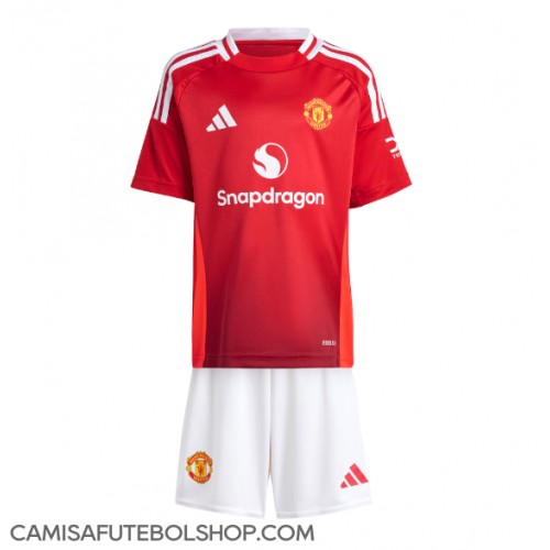 Camisa de time de futebol Manchester United Replicas 1º Equipamento Infantil 2024-25 Manga Curta (+ Calças curtas)